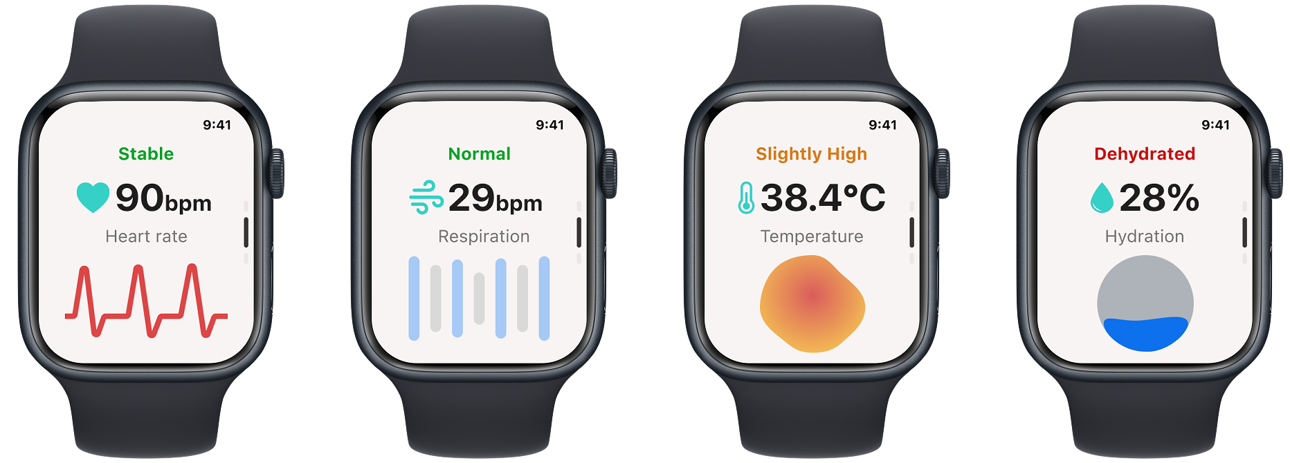 Live health feedback smartwatch screens