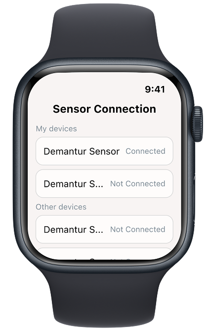 Sensor connection smartwatch screen